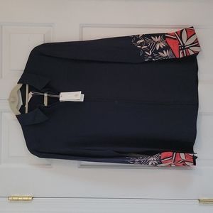 TORY BURCH Blouse - Color - Blue and Coral Size 10 NWT